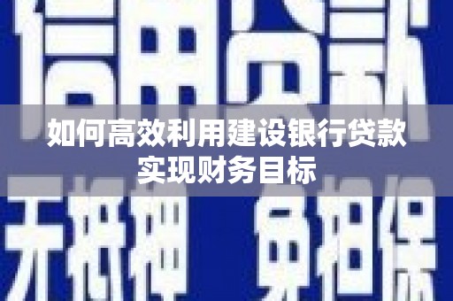 房县如何高效利用建设银行贷款实现财务目标