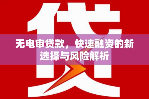 房县无电审贷款，快速融资的新选择与风险解析