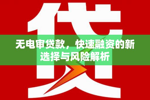 房县无电审贷款，快速融资的新选择与风险解析