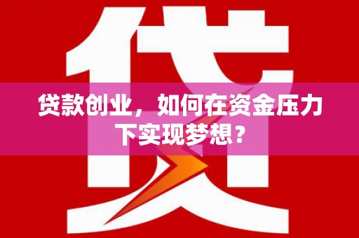 房县贷款创业，如何在资金压力下实现梦想？