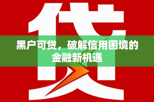 房县黑户可贷，破解信用困境的金融新机遇